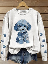 Damen reizendes Hunde-Patchwork-Kunst-Gradienten-Sweatshirt